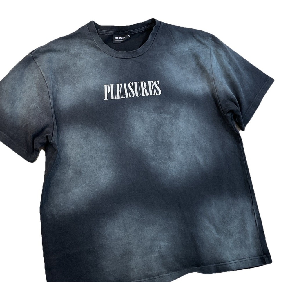 Pleasures Heavyweight Cotton Logo Spell Out Graphic T-Shirt Mens Sz Large Black